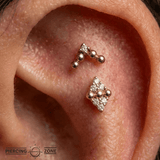 Lustre – CZ Fan – 14K Gold Threadless End - piercing - zone.com