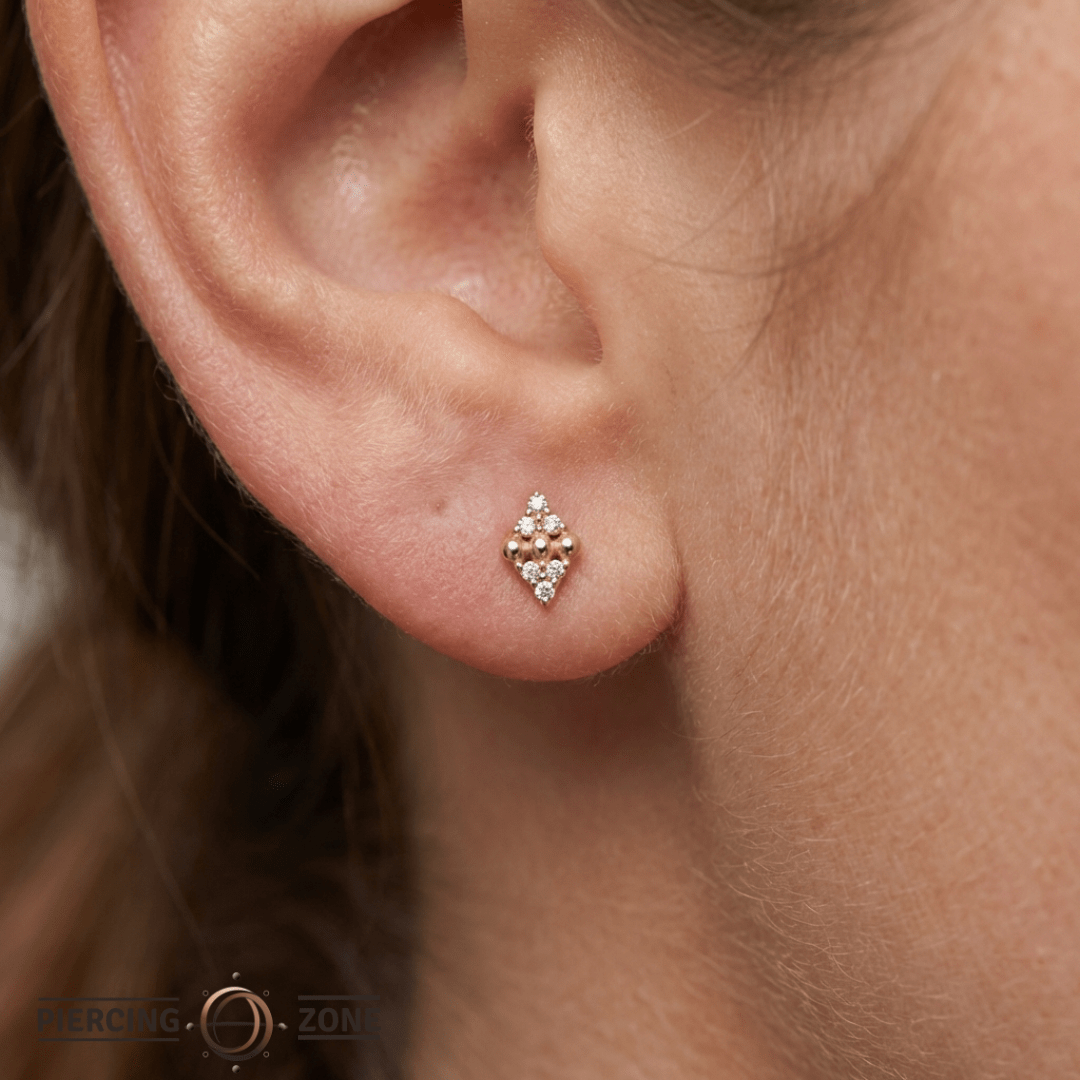 Lustre – CZ Fan – 14K Gold Threadless End - piercing - zone.com