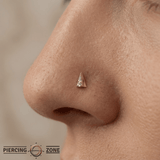 Lux Spike – Reverse - Set CZ Trio – 14K Gold Threadless End - piercing - zone.com