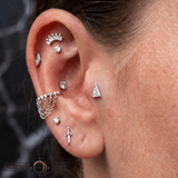 Lux Spike – Reverse - Set CZ Trio – 14K Gold Threadless End - piercing - zone.com