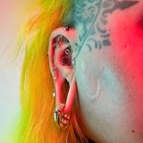 Gold piercing end with two chain loops and center plate