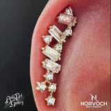 Lynx – 14K/18K Gold Baguette & Round Multi - Stone Threadless End - piercing - zone.com