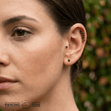 Lynx – 14K/18K Gold Baguette & Round Multi - Stone Threadless End - piercing - zone.com