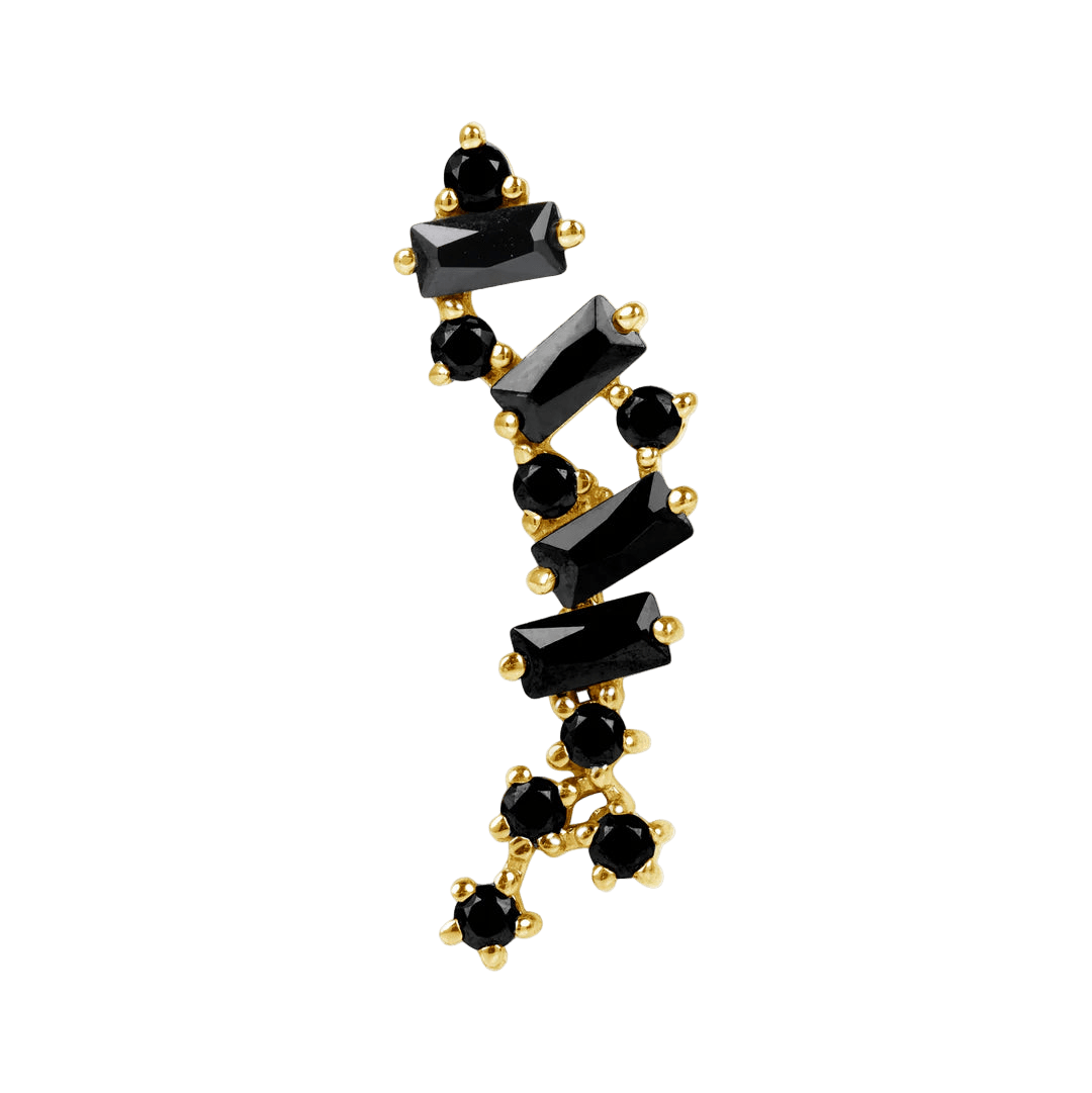 Lynx – 14K/18K Gold Baguette & Round Multi - Stone Threadless End - piercing - zone.com