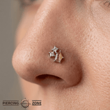 Lyra – Rutilated Quartz & CZ – 14K Gold Threadless End - piercing - zone.com