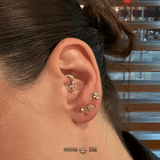 Lyra – Rutilated Quartz & CZ – 14K Gold Threadless End - piercing - zone.com