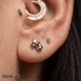 Lyra – Tourmalated Quartz, Black Spinel & CZ – 14K Gold Threadless End - piercing - zone.com