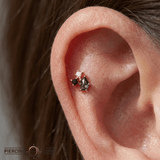 Lyra – Tourmalated Quartz, Black Spinel & CZ – 14K Gold Threadless End - piercing - zone.com