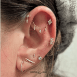 Lyric – Marquise CZ Leaf Charms – 14K Gold Chain - piercing - zone.com