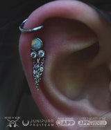 Maeve Chains – Faux Opal & CZ Drop – 14K Gold Threadless End - piercing - zone.com