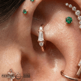 Maeve – White Topaz & White Sapphire – 14K Gold Clicker Ring - piercing - zone.com