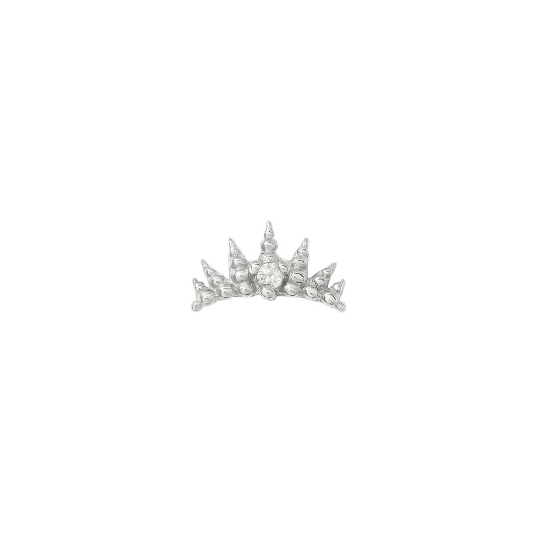 Maiden Pin - 14K Gold Gem Crown Threadless End - piercing - zone.com