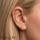 Maiden Pin - 14K Gold Gem Crown Threadless End - piercing - zone.com