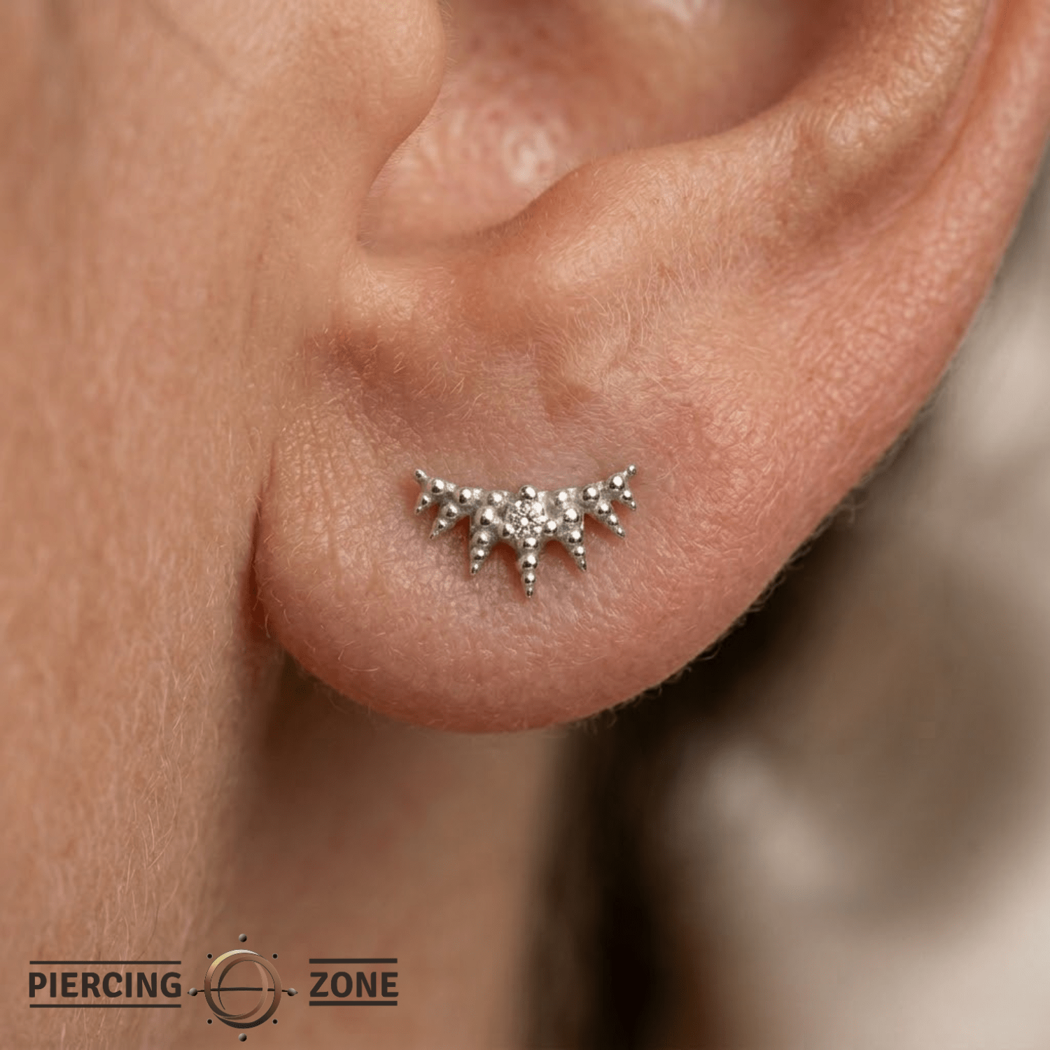 Maiden Pin - 14K Gold Gem Crown Threadless End - piercing - zone.com