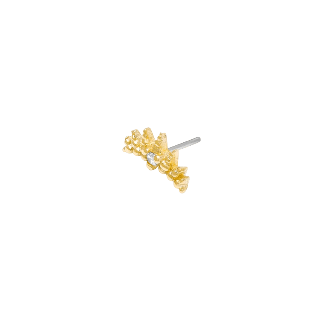Maiden Pin - 14K Gold Gem Crown Threadless End - piercing - zone.com
