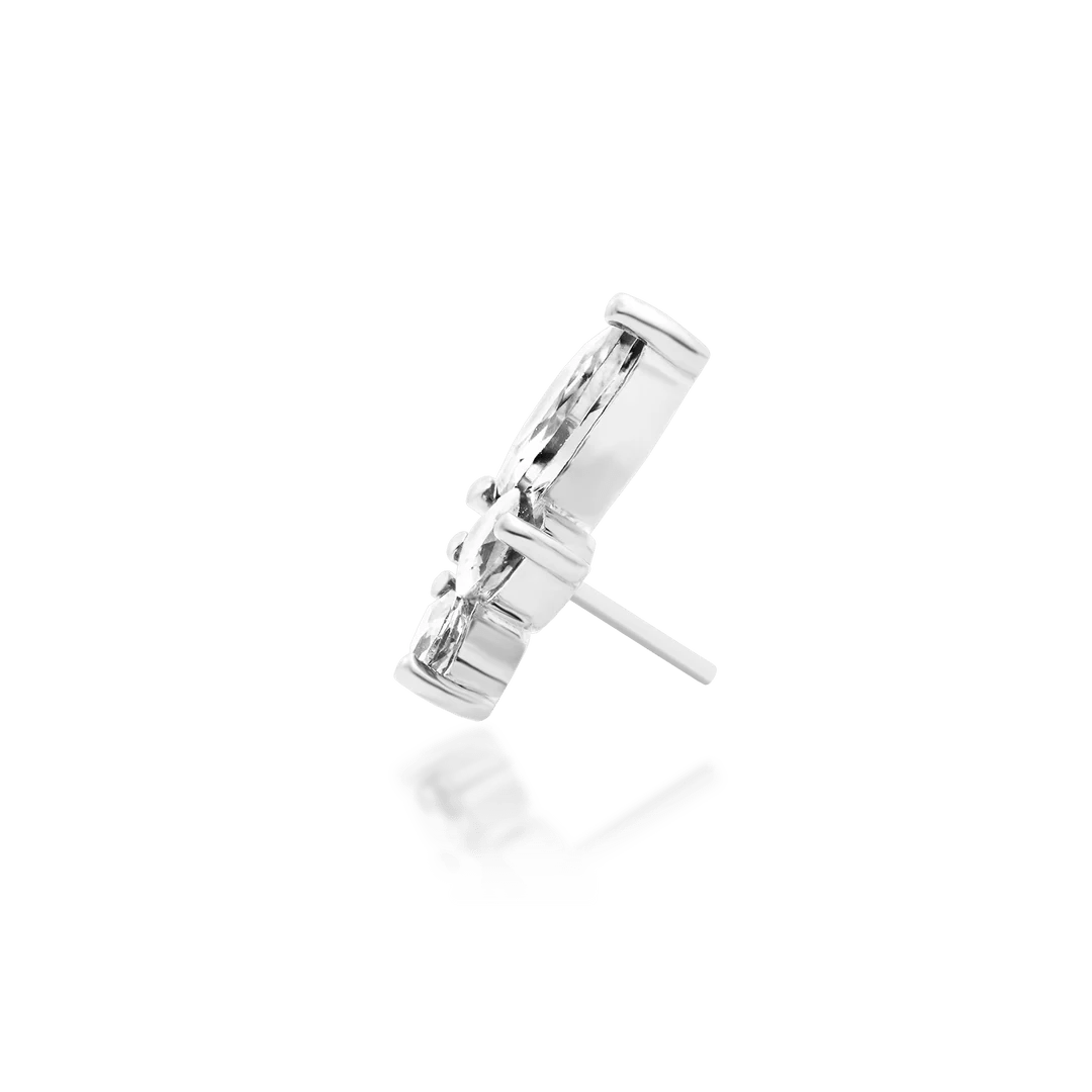 Malice – White CZ Marquise Trio – 14K Gold Threadless End - piercing - zone.com