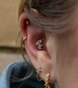 Malice – White CZ Marquise Trio – 14K Gold Threadless End - piercing - zone.com