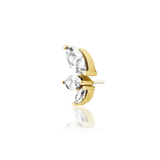 Malice – White CZ Marquise Trio – 14K Gold Threadless End - piercing - zone.com