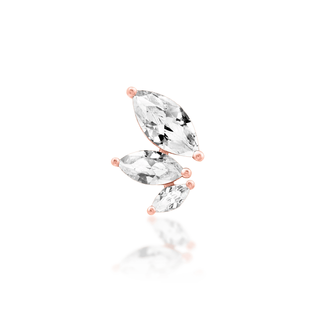 Malice – White CZ Marquise Trio – 14K Gold Threadless End - piercing - zone.com