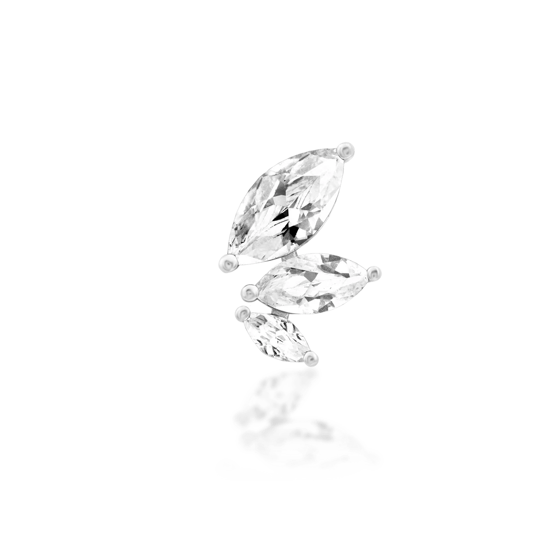 Malice – White CZ Marquise Trio – 14K Gold Threadless End - piercing - zone.com
