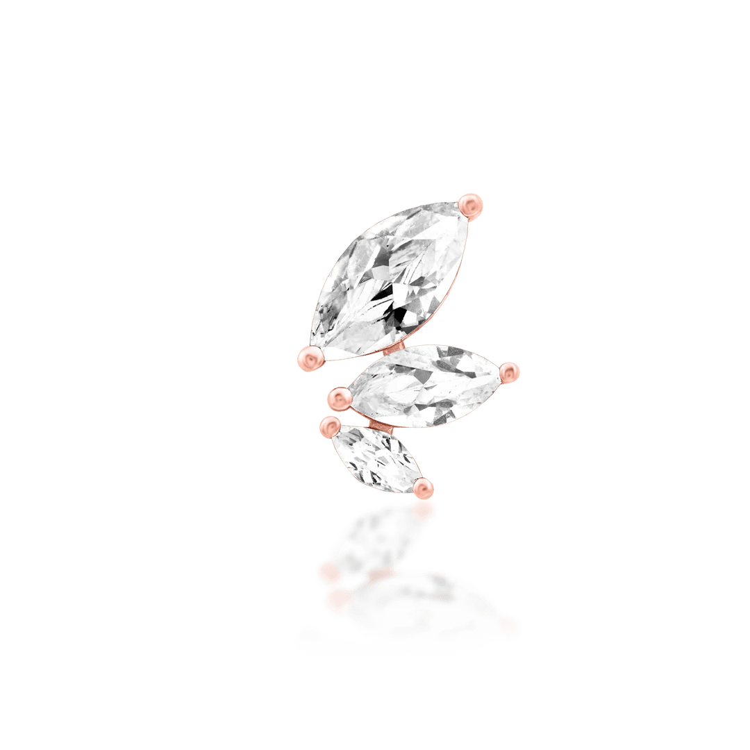 Malice – White CZ Marquise Trio – 14K Gold Threadless End - piercing - zone.com