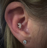 Malice – White CZ Marquise Trio – 14K Gold Threadless End - piercing - zone.com