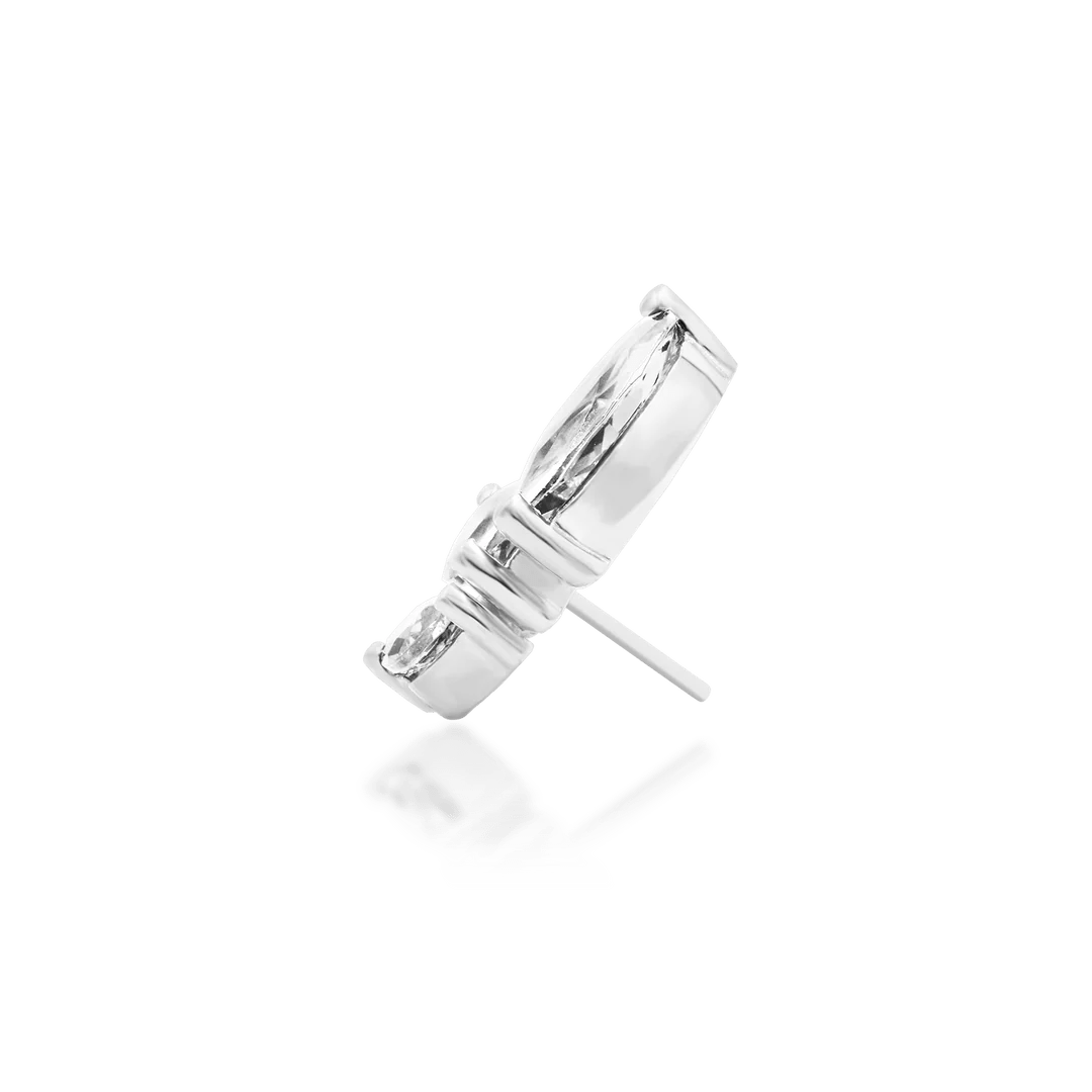 Malice – White CZ Marquise Trio – 14K Gold Threadless End - piercing - zone.com