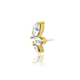 Malice – White CZ Marquise Trio – 14K Gold Threadless End - piercing - zone.com