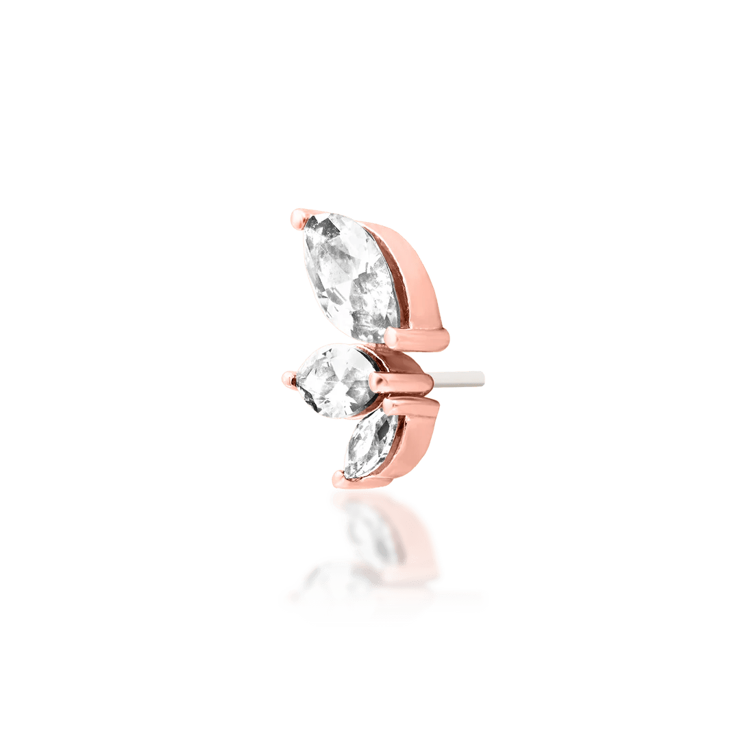Malice – White CZ Marquise Trio – 14K Gold Threadless End - piercing - zone.com