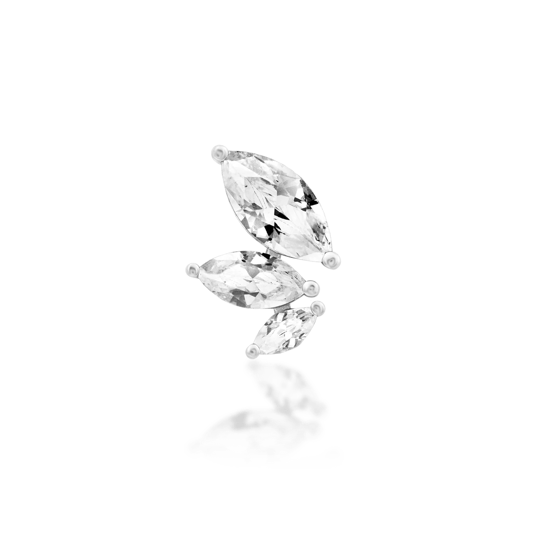 Malice – White CZ Marquise Trio – 14K Gold Threadless End - piercing - zone.com