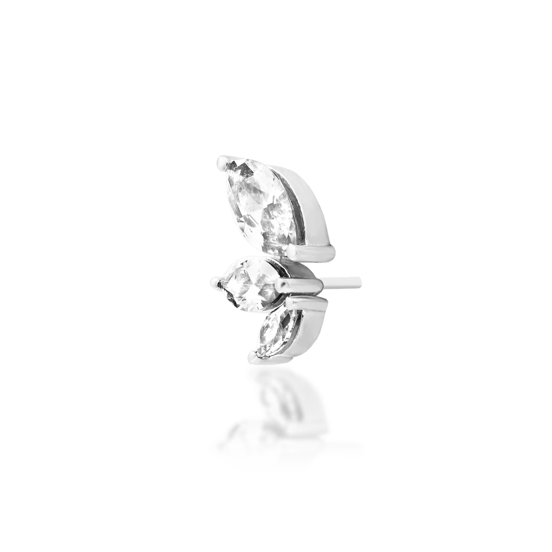 Malice – White CZ Marquise Trio – 14K Gold Threadless End - piercing - zone.com