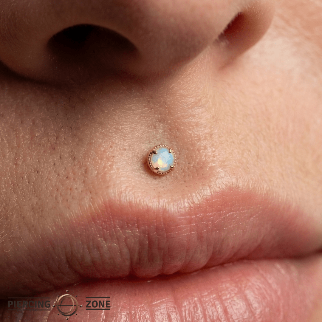 Manifest – 14K Gold Rainbow Moonstone Threadless End - piercing - zone.com