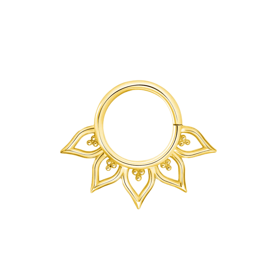 Mapira Seamless Ring – 14K Gold Cup & Divot Design - piercing - zone.com