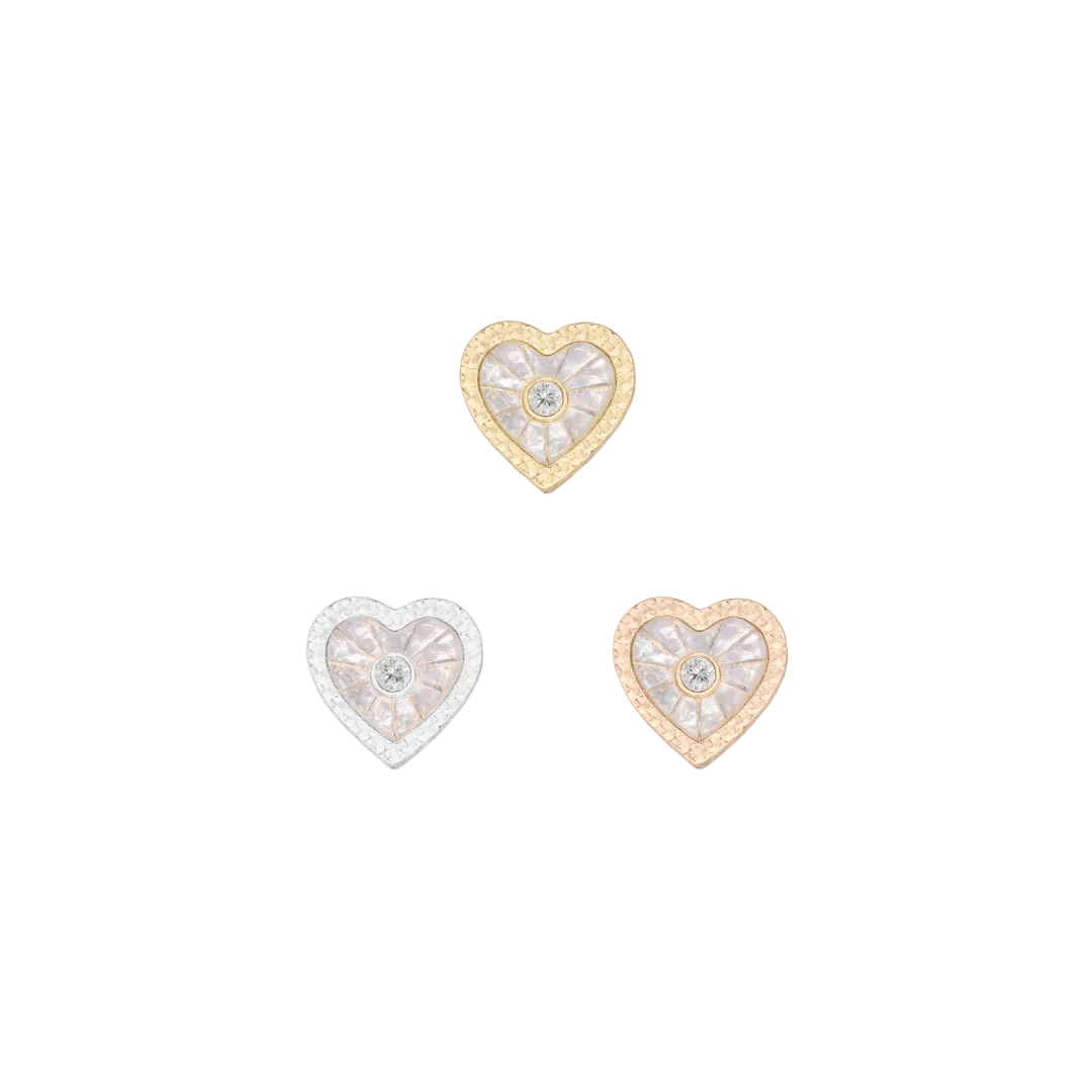Marbella Heart Mother of Pearl – 14K Gold Threadless End - piercing - zone.com