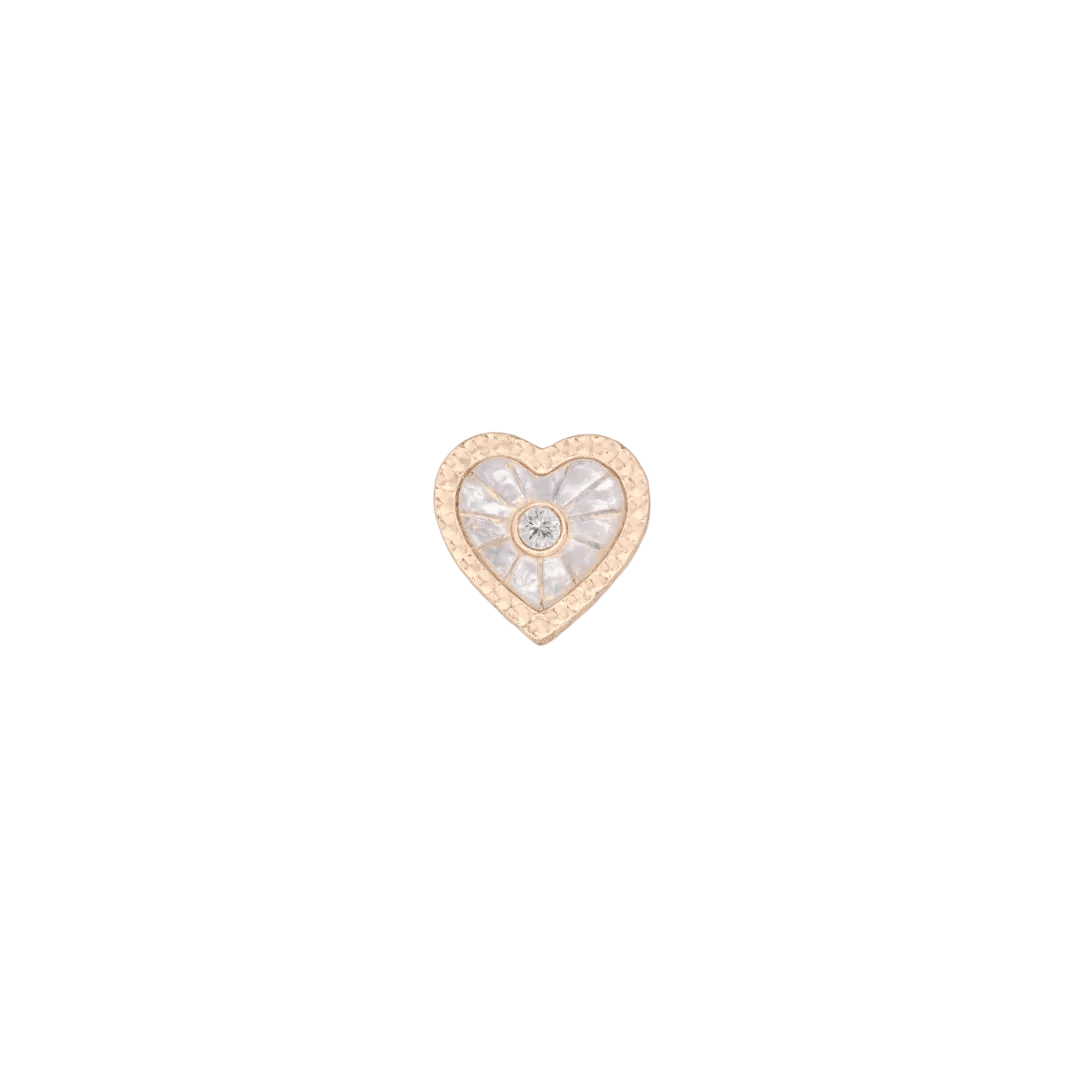Marbella Heart Mother of Pearl – 14K Gold Threadless End - piercing - zone.com
