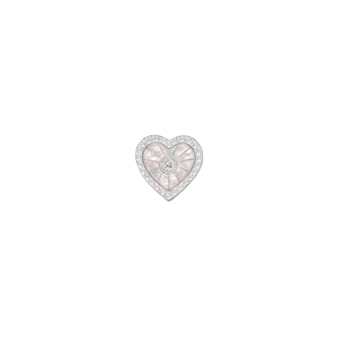 Marbella Heart Mother of Pearl – 14K Gold Threadless End - piercing - zone.com