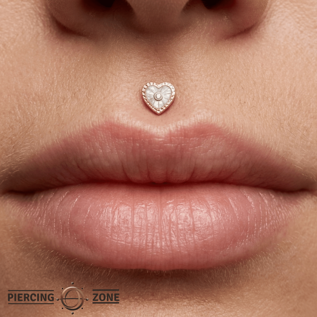 Marbella Heart Mother of Pearl – 14K Gold Threadless End - piercing - zone.com