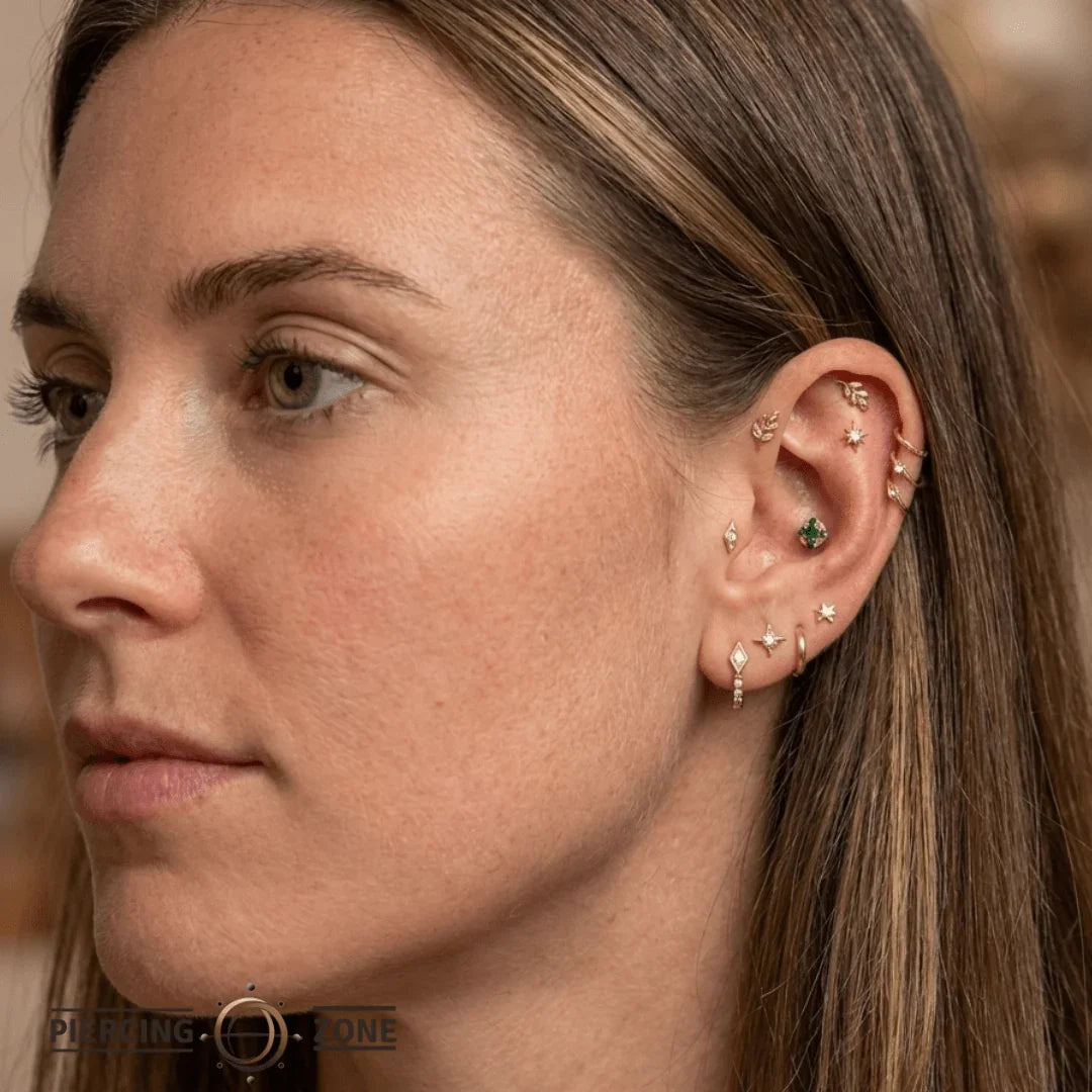 Mari – 14K/18K Gold Multi - Stone Threadless End - piercing - zone.com