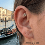 Marianna Seamless Ring – 14K Gold Tiered Gem Halo & Centerpiece Design - piercing - zone.com