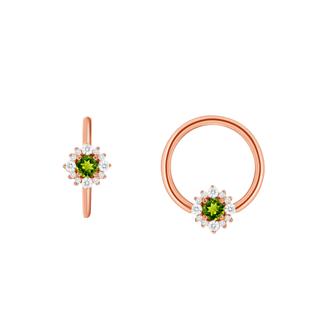 Marianna Seamless Ring – 14K Gold Tiered Gem Halo & Centerpiece Design - piercing - zone.com