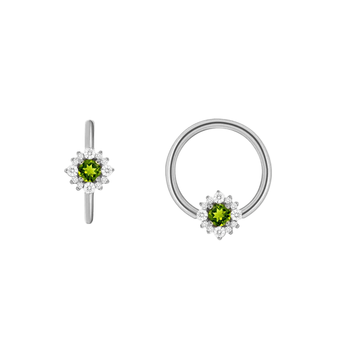 Marianna Seamless Ring – 14K Gold Tiered Gem Halo & Centerpiece Design - piercing - zone.com