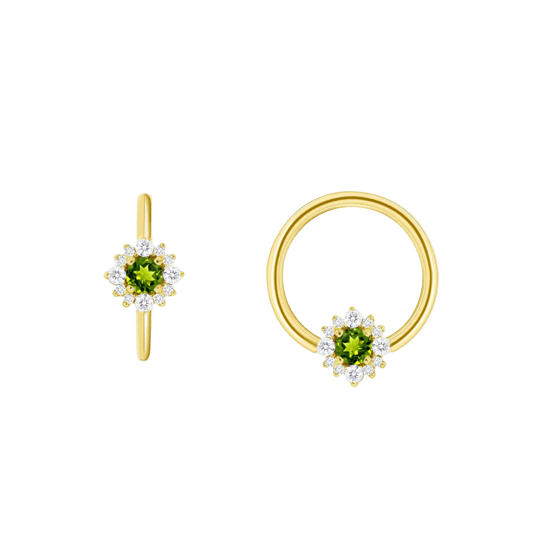 Marianna Seamless Ring – 14K Gold Tiered Gem Halo & Centerpiece Design - piercing - zone.com