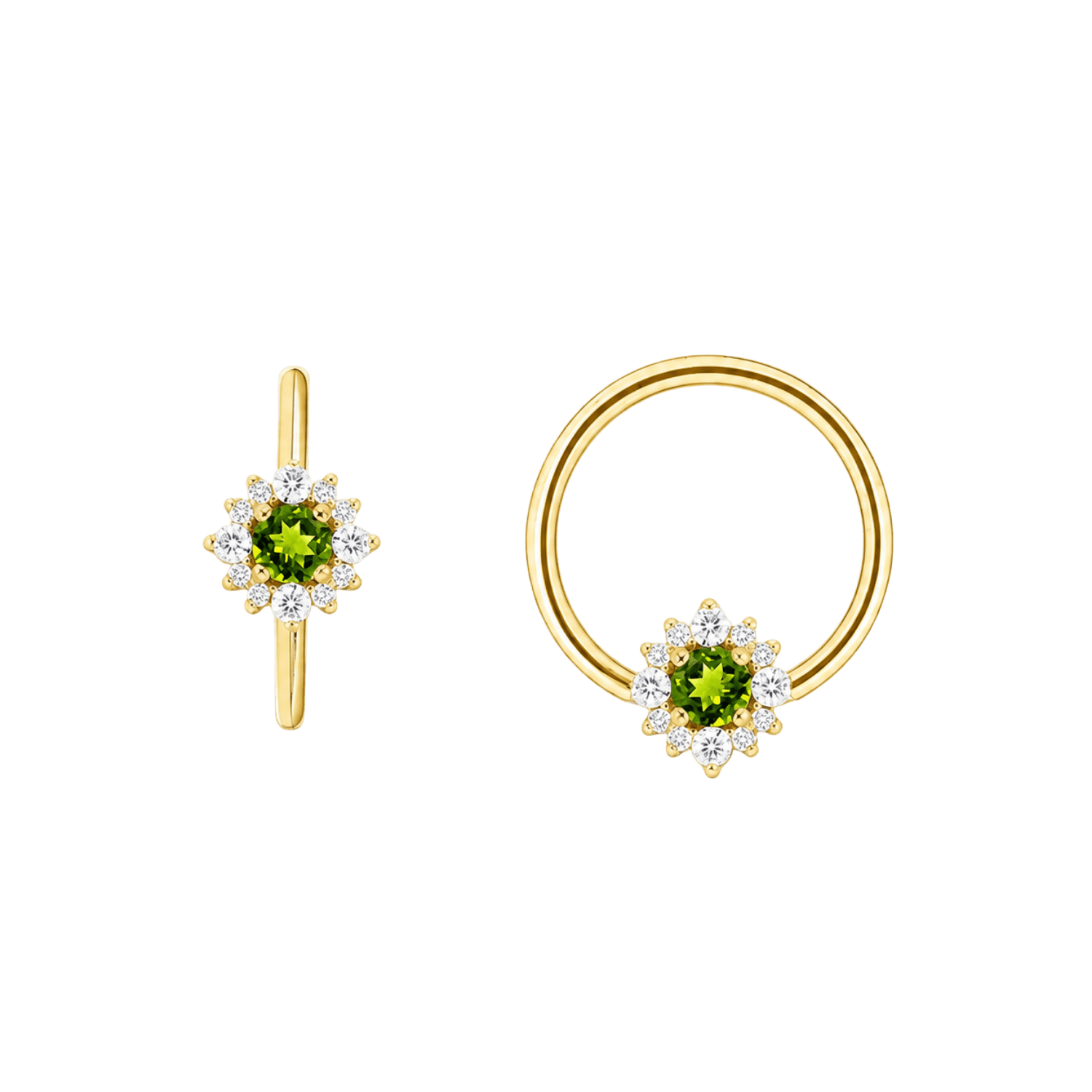 Marianna Seamless Ring – 14K Gold Tiered Gem Halo & Centerpiece Design - piercing-zone.com
