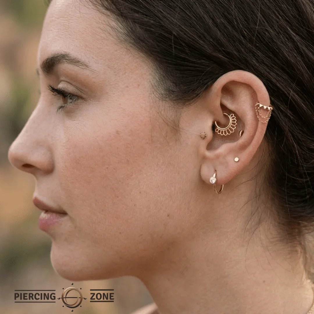 Marie Seamless Ring – 14K Gold Cup & Divot Design - piercing - zone.com