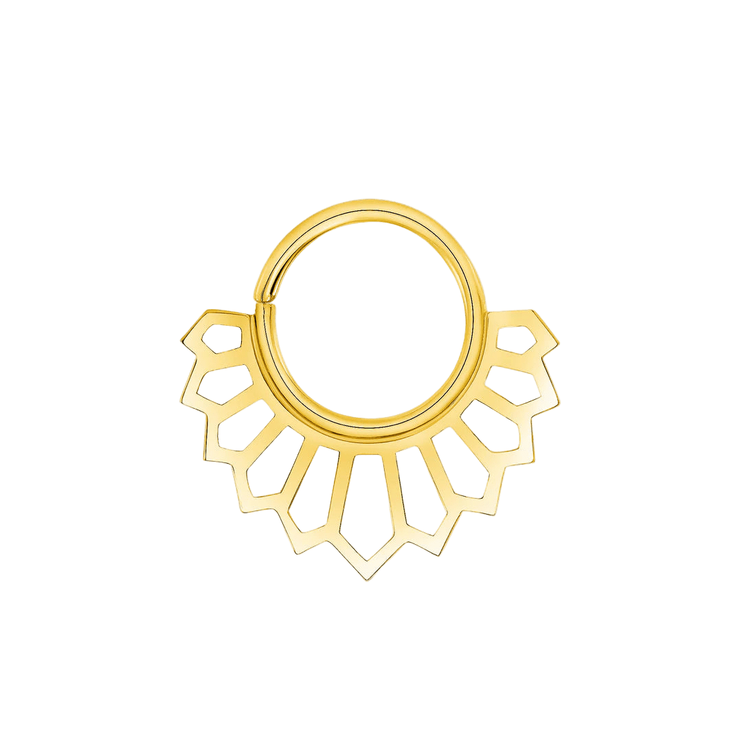 Marie Seamless Ring – 14K Gold Cup & Divot Design - piercing - zone.com