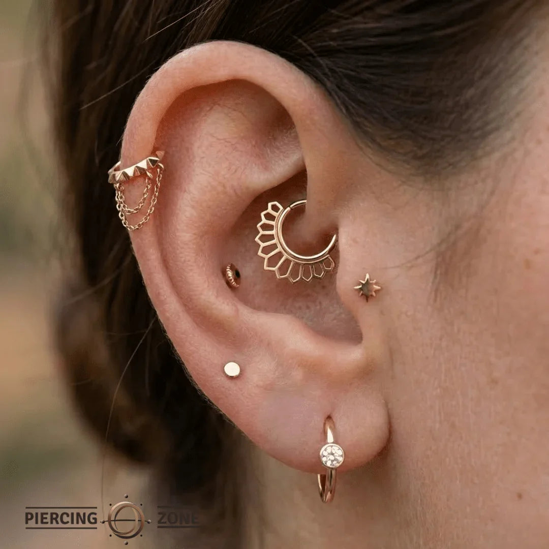 Marie Seamless Ring – 14K Gold Cup & Divot Design - piercing - zone.com