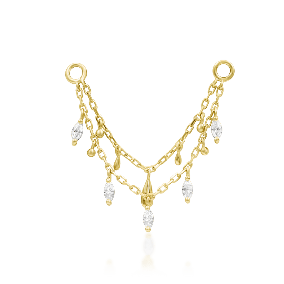 Marilyn – White CZ Flow – 14K Gold Threadless End - piercing - zone.com