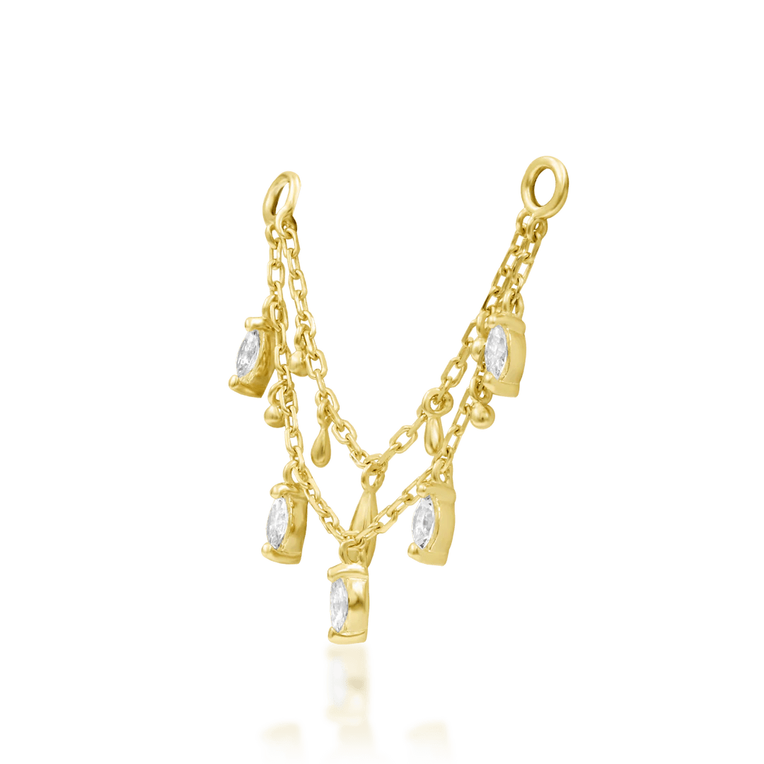 Marilyn – White CZ Flow – 14K Gold Threadless End - piercing - zone.com