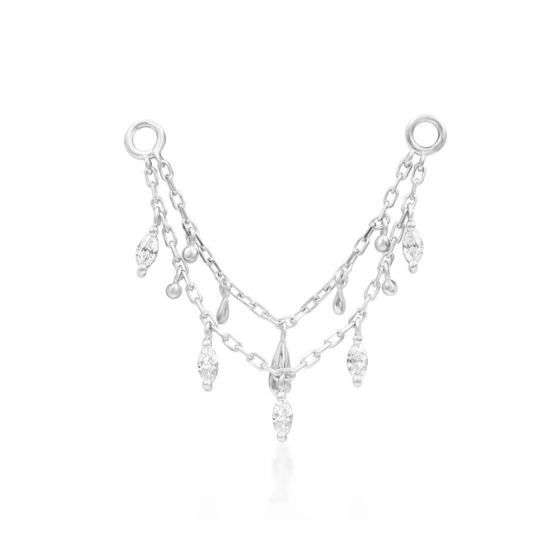 Marilyn – White CZ Flow – 14K Gold Threadless End - piercing - zone.com