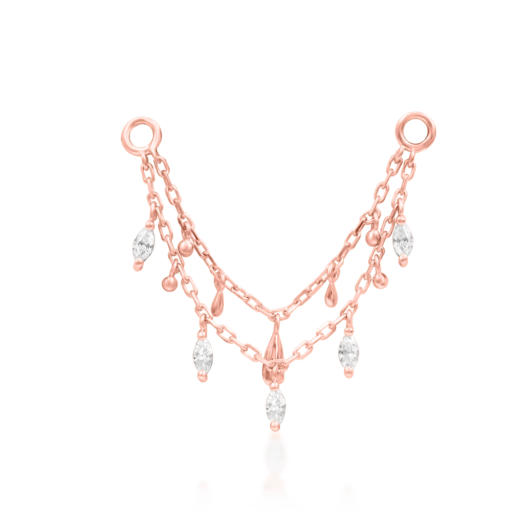 Marilyn – White CZ Flow – 14K Gold Threadless End - piercing - zone.com